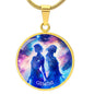 Gemini Zodiac Sign Necklace, Astrology Pendant with Gift Box