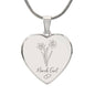March Daffodil Engraved Heart Necklace