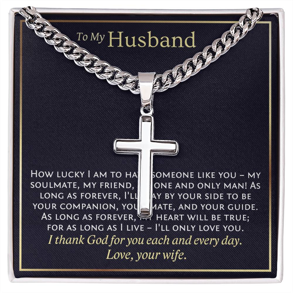 To My Husband, Personalized Cross Necklace, Christian Gift for Husband