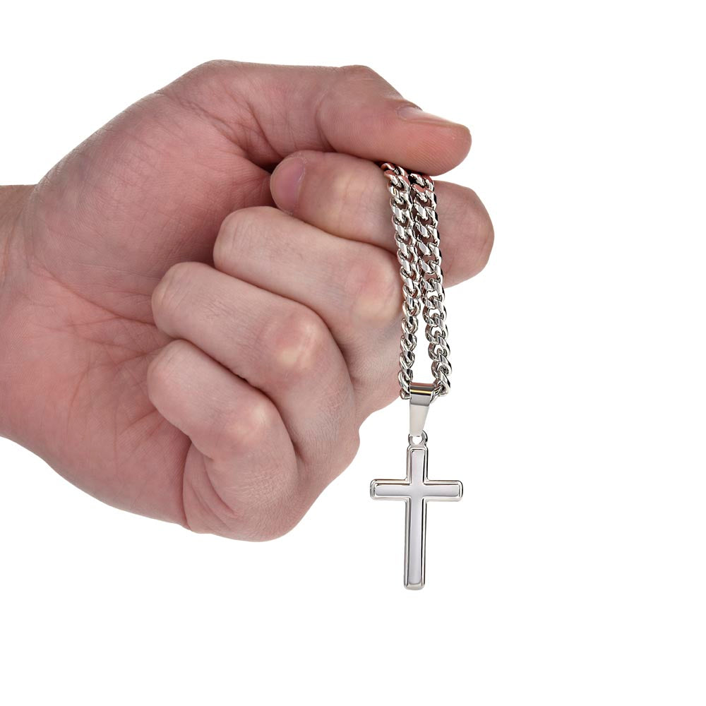 To My Husband, Personalized Cross Necklace, Christian Gift for Husband