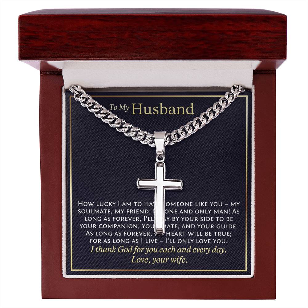 To My Husband, Personalized Cross Necklace, Christian Gift for Husband