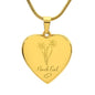 March Daffodil Engraved Heart Necklace