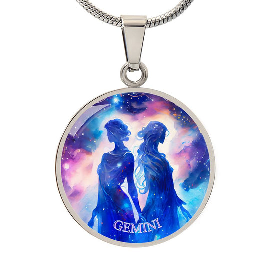 Gemini Zodiac Sign Necklace, Astrology Zodiac Pendant with Gift Box