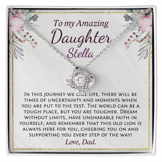 Daughter Gift from Dad, Personalized Gift for Daughter, Love Knot Necklace