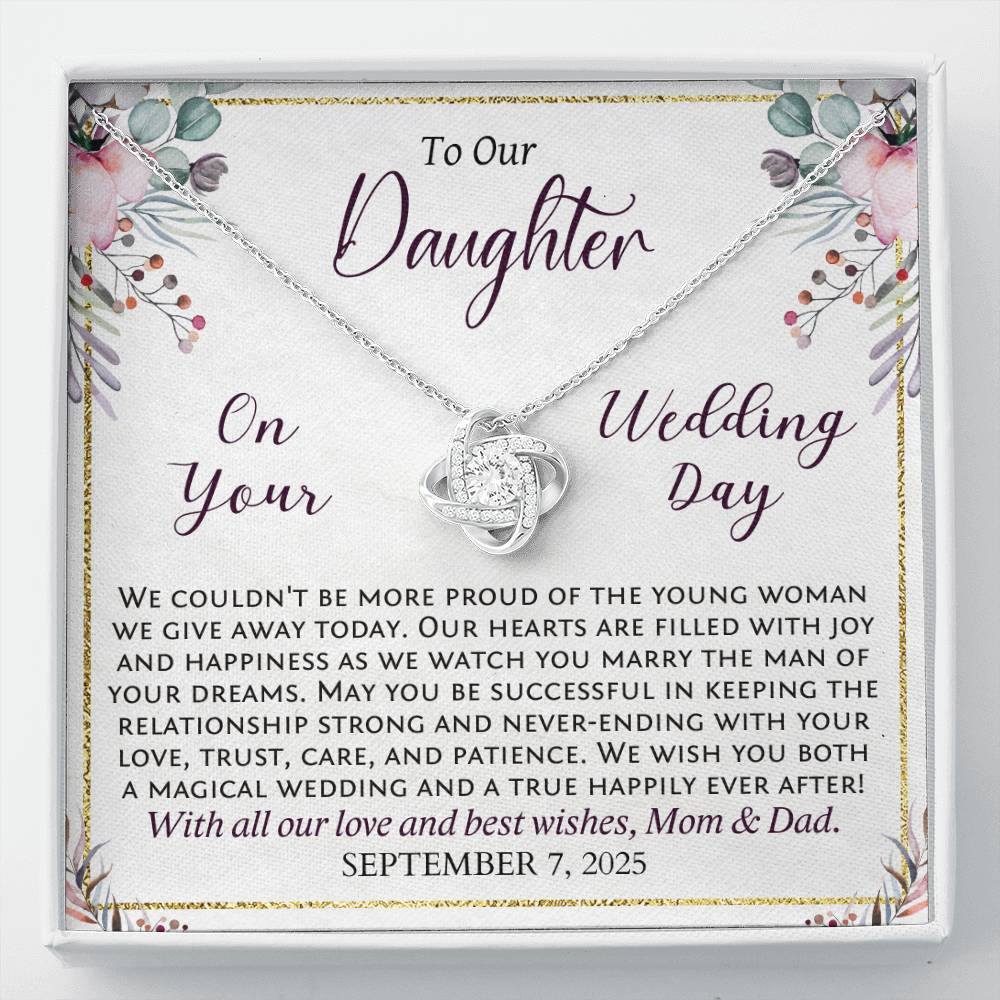 Daughter Wedding Day Gift from Mom and Dad, Personalized Bride Gift with Her Wedding Date