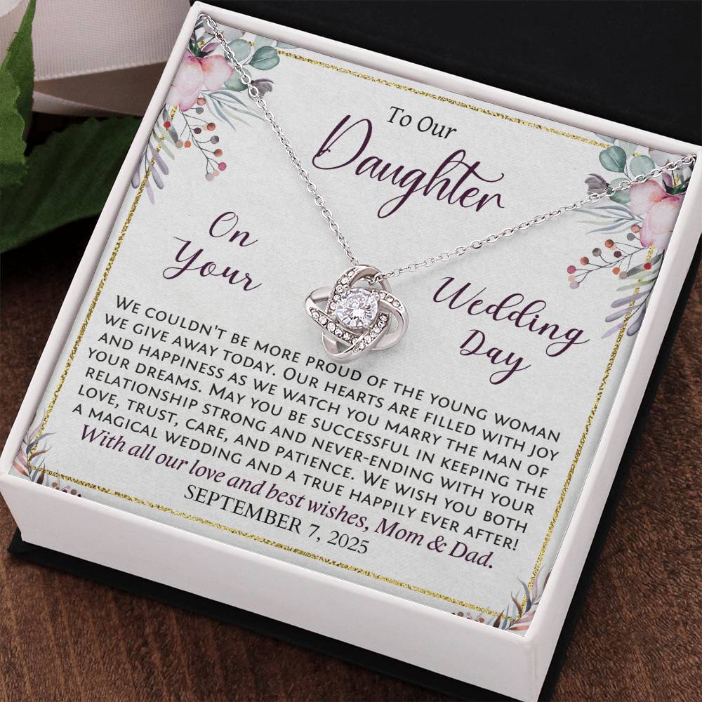 Daughter Wedding Day Gift from Mom and Dad, Personalized Bride Gift with Her Wedding Date