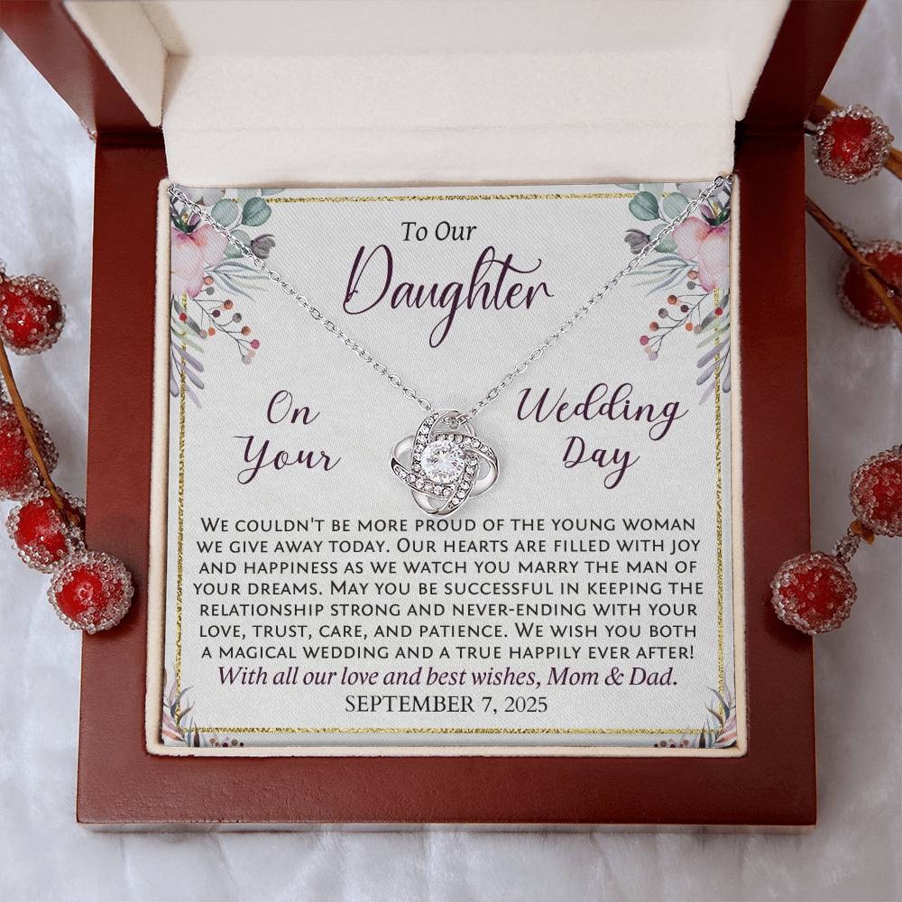 Daughter Wedding Day Gift from Mom and Dad, Personalized Bride Gift with Her Wedding Date