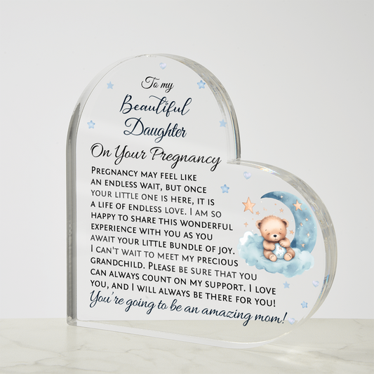 Daughter Pregnancy Gift, Baby Boy Nursery Décor, Acrylic Heart